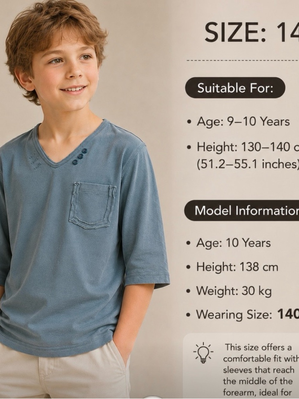 Boys V-Neck Short Sleeve Pocket Tee in Dusty Blue